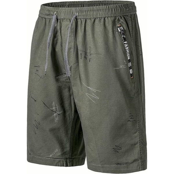 Men’s Cotton Drawstring Waist Casual Shorts with Zipper Pockets