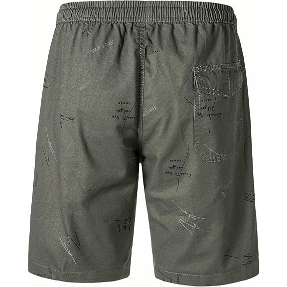 Men’s Cotton Drawstring Waist Casual Shorts with Zipper Pockets