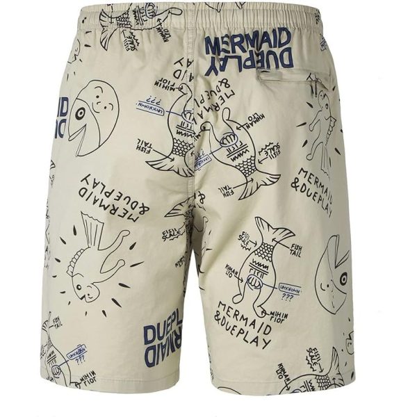 Men’s Mermaid Print Hawaiian Cotton Casual Shorts