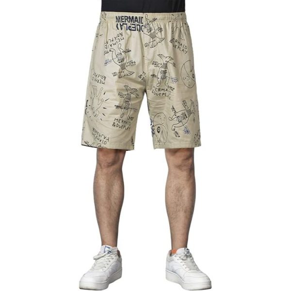 Men’s Mermaid Print Hawaiian Cotton Casual Shorts