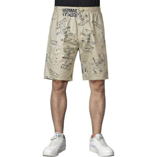 Men’s Mermaid Print Hawaiian Cotton Casual Shorts