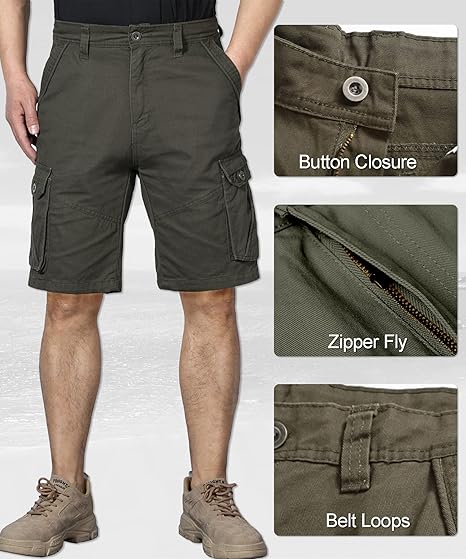 Men’s Multi-Pocket Cotton Cargo Outdoor Shorts